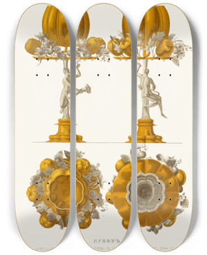 Triptych art skateboard deck of Fedor Grigoryevich Solntsev Kubok Prislannyi V Dar Ot Datskogo Korolia Khristiana V 1644 Godu by Fedor Grigoryevich Solntsev (1801-1892)