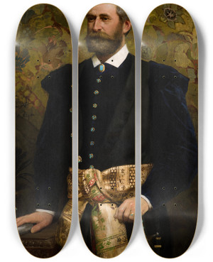 Triptych art skateboard deck of Henryk Siemiradzki Portrait Of Ludwik Wodzicki 18341894 Marhal Of The Galician Seym by Henryk Siemiradzki (1843-1902)