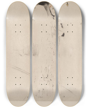 Triptych art skateboard deck of Fernand Khnopff The Bells by Fernand Khnopff (1858-1921)