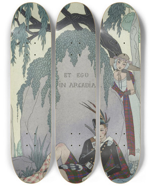 Triptych art skateboard deck of George Barbier Lamant Pote Cosse Xixe Sicle by George Barbier (1882-1932)