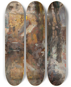 Triptych art skateboard deck of Henri Le Sidaner Le Canal Neige Gisors by Henri Le Sidaner (1862-1939)