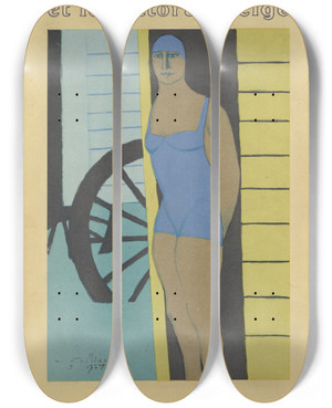 Triptych art skateboard deck of Lon Spilliaert Ostende Et Le Littoral Belge by Leon Spilliaert (1881-1946)