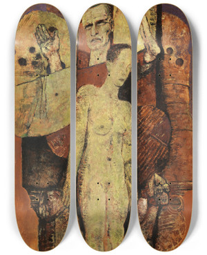 Triptych art skateboard deck of Frits Van Den Berghe Distances by Frits van den Berghe (1883-1939)