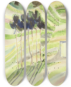 Triptych art skateboard deck of Ernst Ludwig Kirchner Trees by Ernst Ludwig Kirchner (1880-1938)