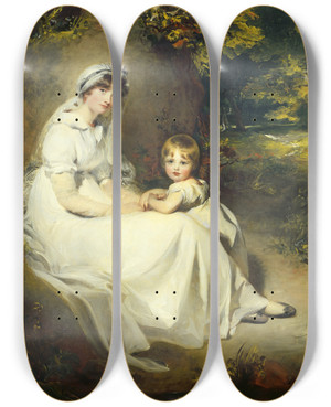 Triptych art skateboard deck of Sir Thomas Lawrence Lady Mary Templetown And Her Eldest Son by Sir Thomas Lawrence (1769-1830)
