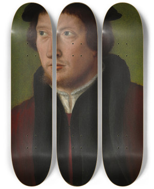 Triptych art skateboard deck of Barthel Bruyn The Elder Portrait Of A Man_1 by Barthel Bruyn The Elder (1493-1555)