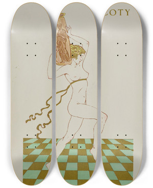 Triptych art skateboard deck of Georges Goursat Sem La Danse Des Parfums by Georges Goursat (Sem) (1863-1934)