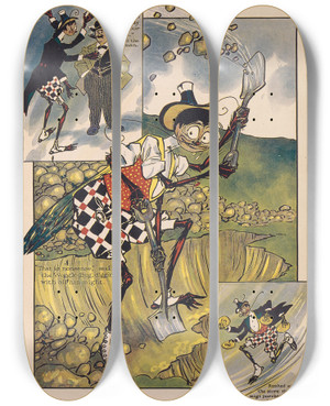 Triptych art skateboard deck of Ike Morgan The Wogglebug Book Pl03 by Ike Morgan (1871-1913)