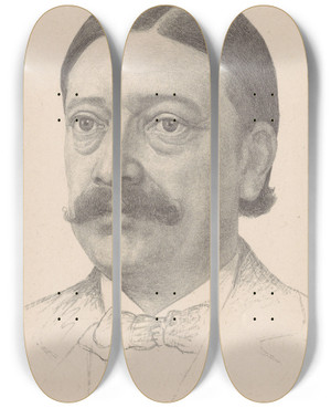 Triptych art skateboard deck of Ferdinand Hart Nibbrig Portret Van Pieter Klazes Pel by Ferdinand Hart Nibbrig (1866-1915)