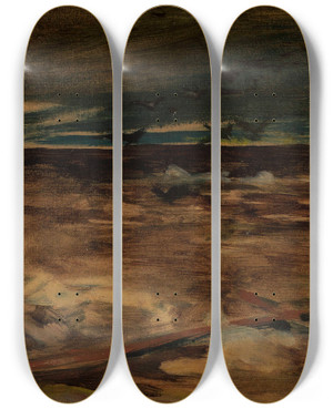 Triptych art skateboard deck of Adam Chmielowski Pestilence Section Of The Triptych Disaster Sketch by Adam Chmielowski (1845-1916)