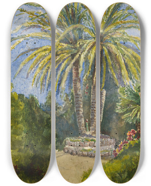 Triptych art skateboard deck of Ladislav Mednynszky Italian Landscape by Ladislav Mednyanszky (1852-1919)