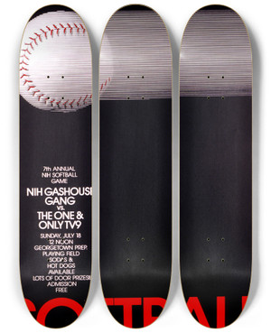 Triptych art skateboard deck of National Institutes Of Health Softball_2 by National Institutes Of Health (1887)