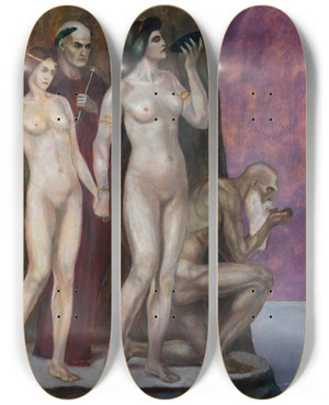 Triptych art skateboard deck of Arnold Frdric Rechberg Die Luterung by Arnold Frederic Rechberg (1879-1947)