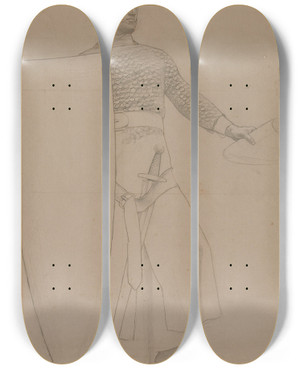 Triptych art skateboard deck of Henry Siddons Mowbray Untitled_1 by Henry Siddons Mowbray (1858-1928)