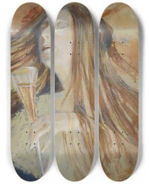 Triptych art skateboard deck of Stanisaw Wyspiaski The Last Glass by Stanislaw Wyspianski (1869-1907)