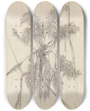 Triptych art skateboard deck of Ferdinand Keller Palmenstudie_1 by Ferdinand Keller (1842-1922)