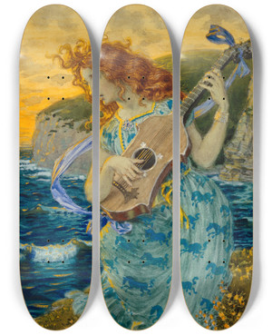 Triptych art skateboard deck of Eugne Grasset Die Tochter Des Barden by Eugene Grasset (1841-1917)