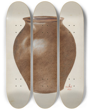 Triptych art skateboard deck of Margaret Stottlemeyer Stone Fruit Jar_3 by Margaret Stottlemeyer