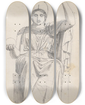Triptych art skateboard deck of John Flaxman Roma In The Villa Medici Gardens Rome by John Flaxman (1755-1826)