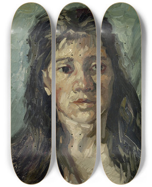 Triptych art skateboard deck of Vincent Van Gogh Head Of A Prostitute by Vincent van Gogh (1853-1890)