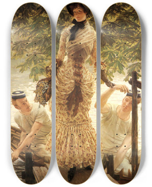 Triptych art skateboard deck of James Tissot On The Thames by James Tissot (1836-1902) Triptych art skateboard deck of James Tissot On The Thames by James Tissot (1836-1902)