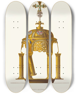 Triptych art skateboard deck of Fedor Grigoryevich Solntsev Darokhranitelnitsa V 12 Um Izobrazhenie 1 by Fedor Grigoryevich Solntsev (1801-1892)