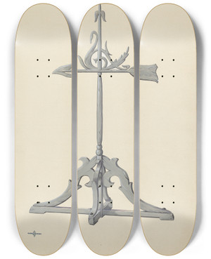Triptych art skateboard deck of Elmer Weise Weather Vane by Elmer Weise