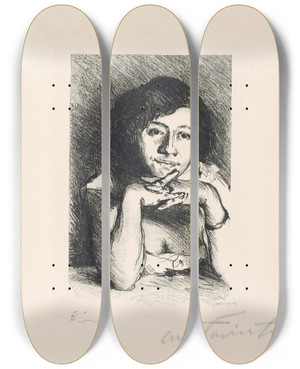 Triptych art skateboard deck of Lovis Corinth Portrait Of A Woman_2 by Lovis Corinth (1858-1925)