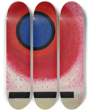 Triptych art skateboard deck of Wassily Kandinsky Blauer Kreis No 2 Cercle Bleu Ii by Wassily Kandinsky (1866-1944)