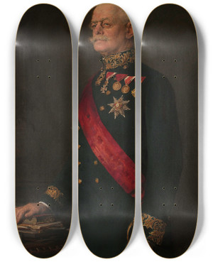 Triptych art skateboard deck of Viktor Stauffer Dr Eugen Hauenschieldbauer Freiherr Von Przerab by Viktor Stauffer (1852-1934)