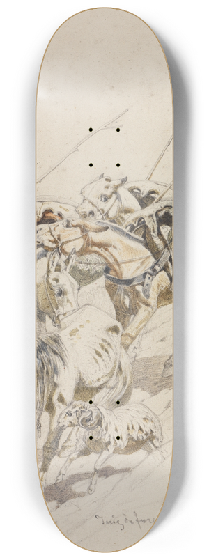 Ferdinand Keller - Bepackte Pferde an steilem Abhang 8.25 inch art skate deck
