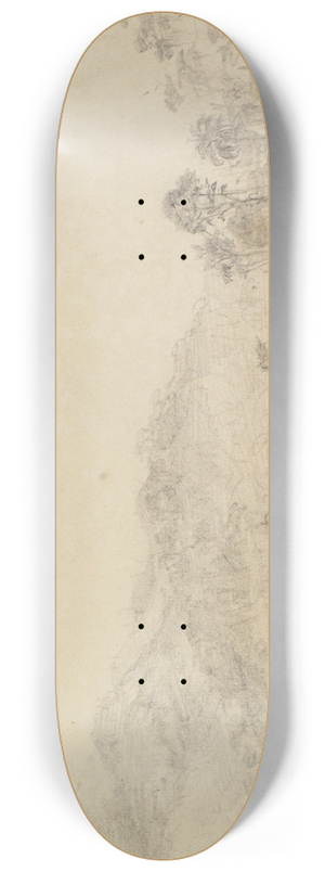 Ferdinand Keller - Blick auf Haus und Hof; im Hintergrund bewaldeter Anstieg 8.25 inch art skate deck