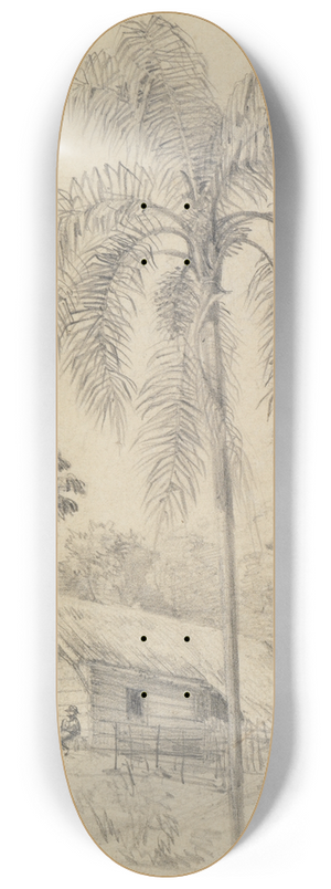 Ferdinand Keller - Blockhaus und Palme (mit Staffage) 8.25 inch art skate deck