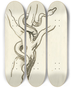 Triptych art skateboard deck of Otto Howen Gezicht In De Pyrenn_1 by Otto Howen (1774-1848)
