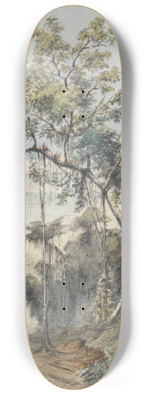Ferdinand Keller - Farbige Baumstudie im Urwald an einem Weg 8.25 inch art skate deck