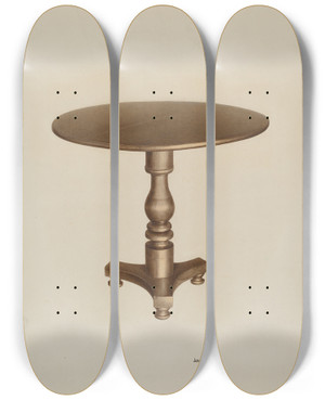 Triptych art skateboard deck of Josephine Prado Round Top Table by Josephine Prado