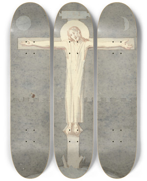Triptych art skateboard deck of David Humbert De Superville Christus Aan Het Kruis Catacombeschildering by David Humbert De Superville (1770-1849)