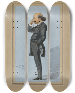 Triptych art skateboard deck of Sir Leslie Mathew Ward Dion Boucicault by Sir Leslie Mathew Ward (1851-1922)
