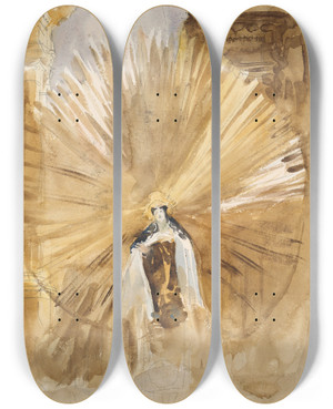 Triptych art skateboard deck of John Singer Sargent Saint Teresa Of Avila by John Singer Sargent (1856-1925)