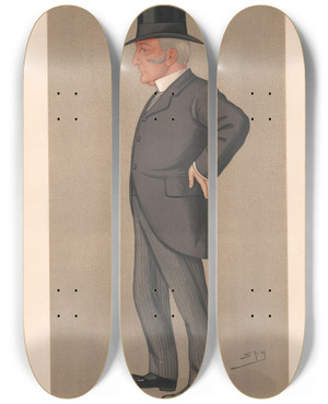 Triptych art skateboard deck of Leslie Matthew Ward Businessmen And Empire Builders Metal Mr Philip Albert Muntz Mp 23 July 1892 by Leslie Matthew Ward (1851-1922)