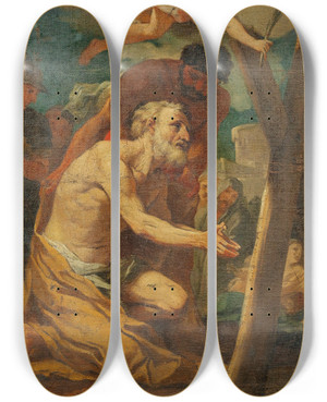 Triptych art skateboard deck of Guillaume Courtois The Martyrdom Of Saint Andrew by Guillaume Courtois (1628-1679)