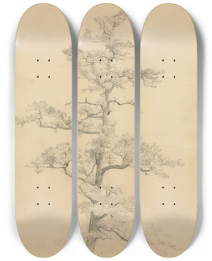 Triptych art skateboard deck of David Johnson Pine Tree Conway New Hampshire Recto by David Johnson (1827-1908)