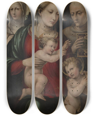 Triptych art skateboard deck of Bartolomeo Neroni Virgin And Child With Saints John Catherine And Bernardino Ofsiena by Bartolomeo Neroni (1505-1571)