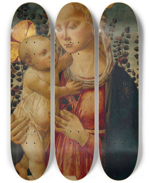 Triptych art skateboard deck of Master Of San Miniato The Madonna And Child by Master Of San Miniato (1512)