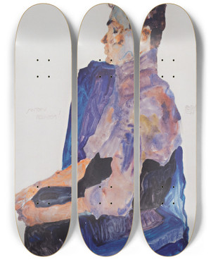 Triptych art skateboard deck of Egon Schiele Portrait Of Anton Peschka by Egon Schiele (1890-1918)