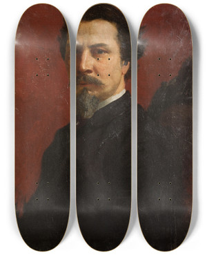 Triptych art skateboard deck of Henryk Siemiradzki Selfportrait by Henryk Siemiradzki (1843-1902)