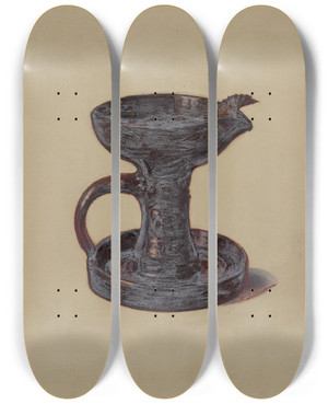 Triptych art skateboard deck of Max Soltmann Lard Lamp by Max Soltmann