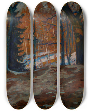 Triptych art skateboard deck of Ludwik Misky Stryjski Park In Lviv by Ludwik Misky (1884-1938)