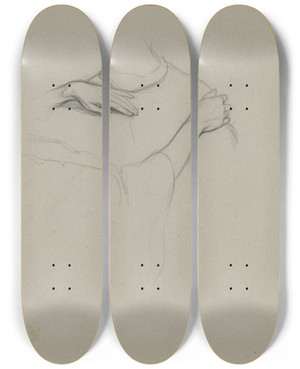 Triptych art skateboard deck of Victor Mller Die Brust Hartmuts Und Die Daran Gelegten Hnde Der Frau Aus Ritter Hartmut Von Kronberg Nimmt Von Seinen Angehrigen Abschied by Victor Muller (1829-1871)