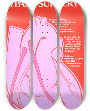 Triptych art skateboard deck of National Institutes Of Health Coronary Artery Bypass Surgery by National Institutes Of Health (1887)